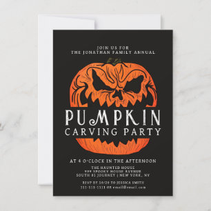 Minimalist Pumpkin Spooky Carving Party Halloween Invitation