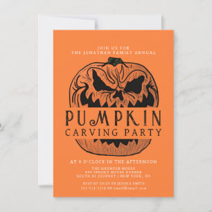 Minimalist Pumpkin Spooky Carving Party Halloween Invitation