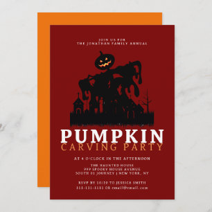 Minimalist Pumpkin Spooky Carving Party Halloween Invitation