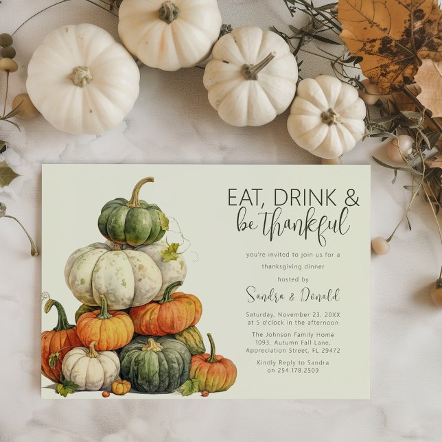 Minimalist Pumpkin Thanksgiving Dinner Invitation (Creator Uploaded)
