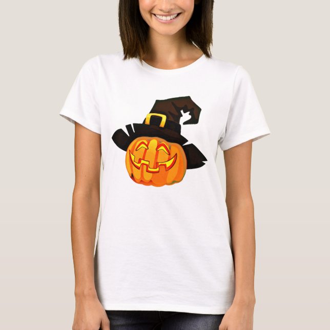 Minimalist Pumpkin Witch Hat T-Shirt (Front)