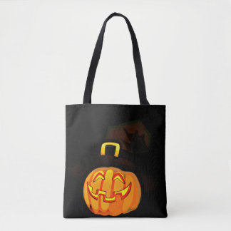 Minimalist Pumpkin Witch Hat Tote Bag