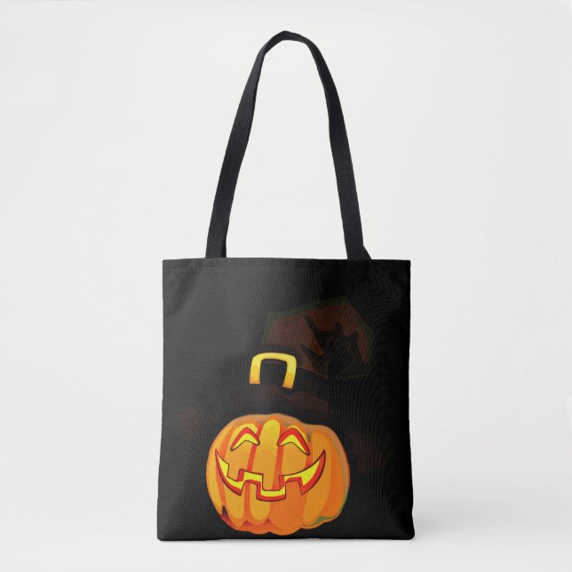 Minimalist Pumpkin Witch Hat Tote Bag (Front)