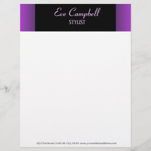 Minimalist purple and black letterhead