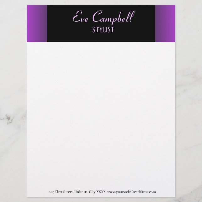 Minimalist purple and black letterhead (Front)