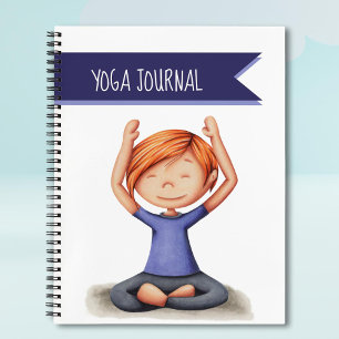 Minimalist Purple and White Girl Doing Yoga Notebook