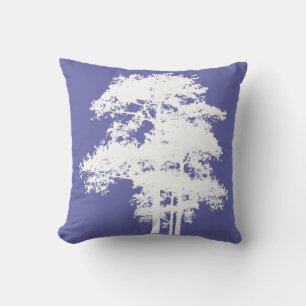 Minimalist purple and white tree silhouettes     throw pillow