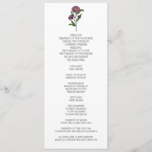 Minimalist Purple Aster Wedding Program