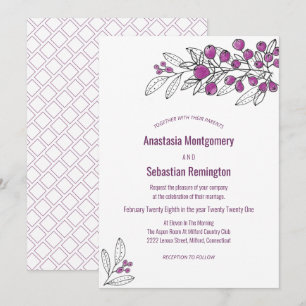 Minimalist Purple Berry Leaf Wedding Template