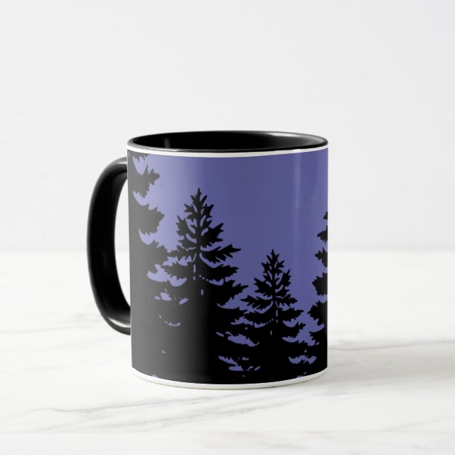 Minimalist purple black pine tree silhouette     mug (Front Left)