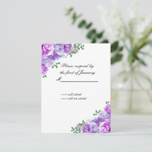 Minimalist Purple Flowers Reply Card