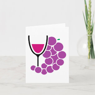 Minimalist Purple Grapes and Wine Glass Card