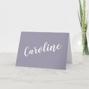 Minimalist Purple Grey Typography Personalized Note Card