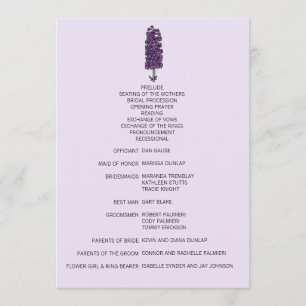Minimalist Purple Larkspur Wedding Program