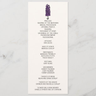 Minimalist Purple Larkspur Wedding Program