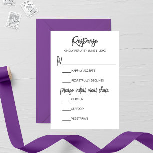 Minimalist Purple Larkspur Wedding RSVP Card