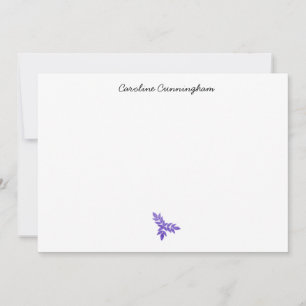 Minimalist Purple Leaf Spray Flat Note Card