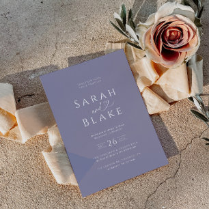 Minimalist Purple Lilac Heart Wedding Invitation