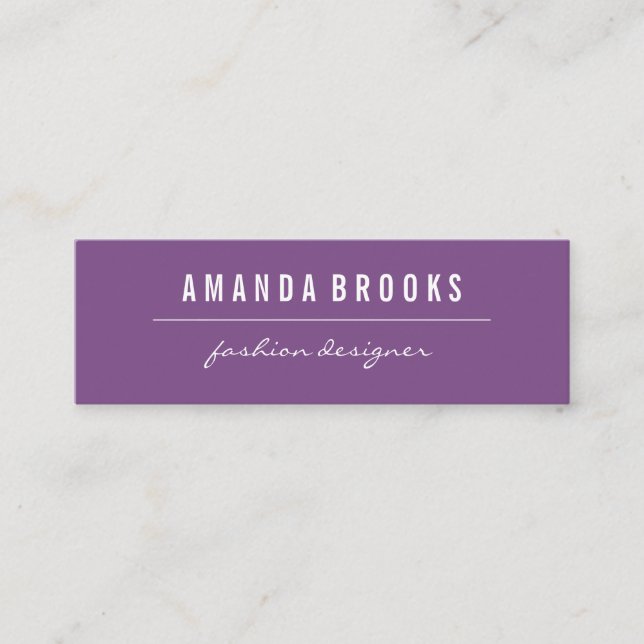 Minimalist Purple Mini Business Card (Front)