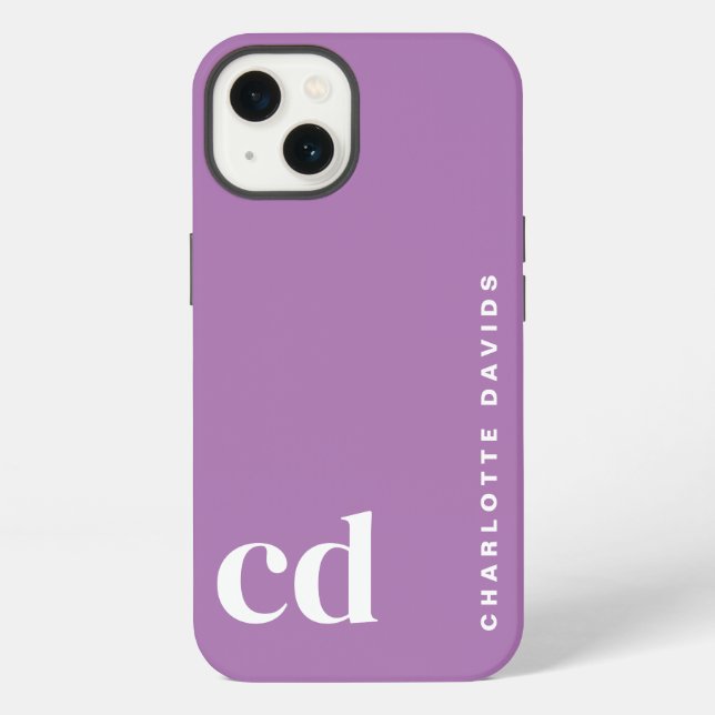 Minimalist Purple Monogram  iPhone Case (Back)
