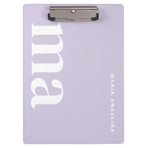 Minimalist Purple School Monogram  Clipboard