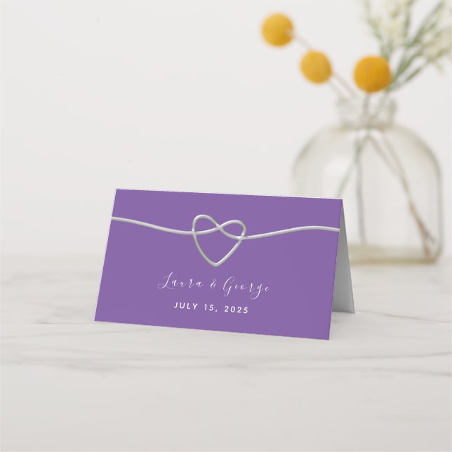 Minimalist Purple Wedding Place Card (Back)