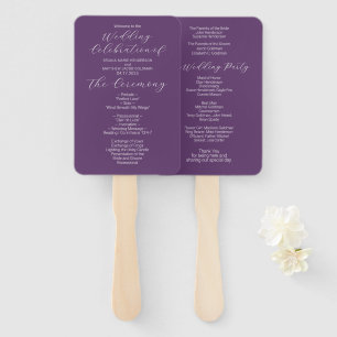 Minimalist Purple Wedding Program Hand Fan