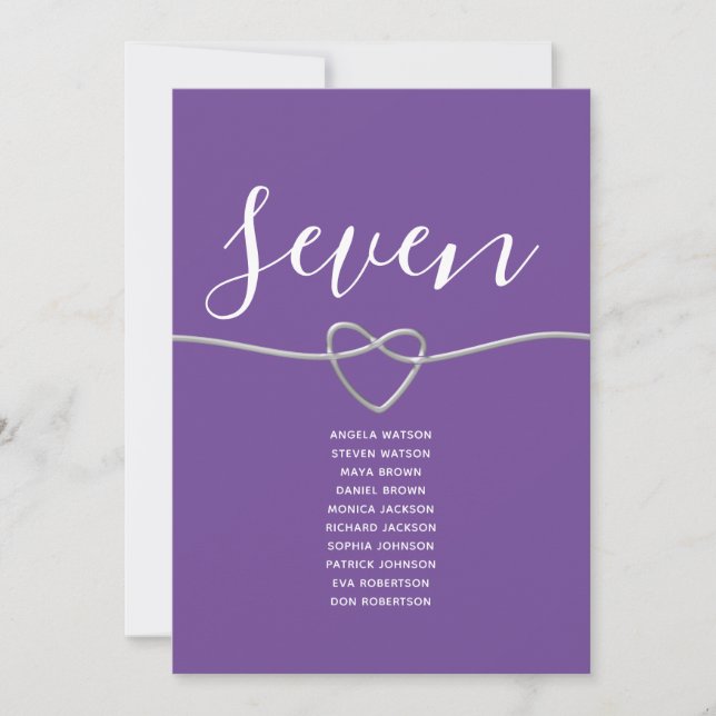 Minimalist Purple Wedding Seating Chart (Front)