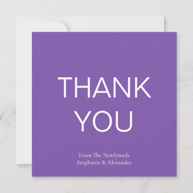 Minimalist Purple Wedding Thank You Square (Front)