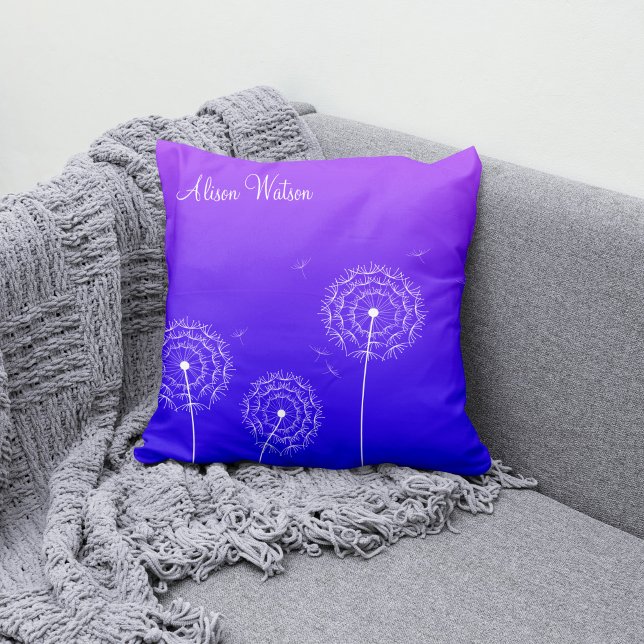 Minimalist Purple White Dandelion Flowers Nam Throw Pillow (Creator Uploaded)