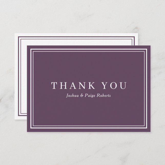 Minimalist Purple White Elegant Custom Thank You (Front/Back)