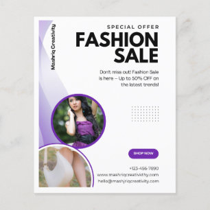 Minimalist Purple & White Fashion Sale Business Fl Flyer