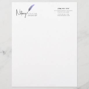 Minimalist Purple & White Simple Modern Notary Letterhead
