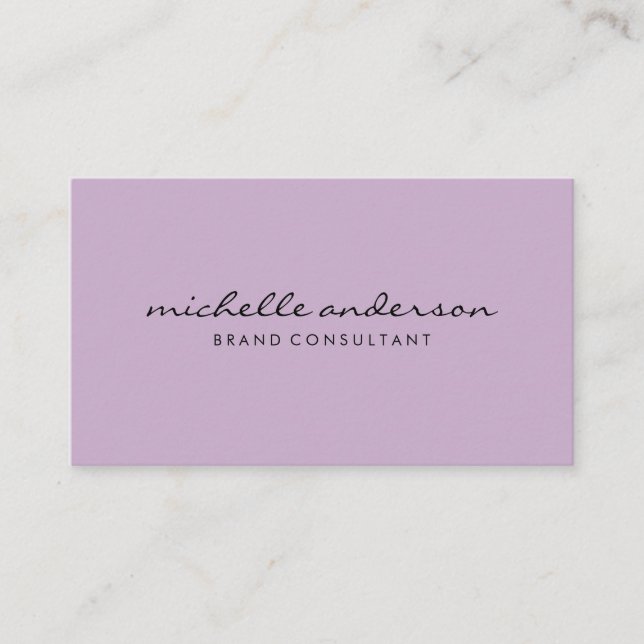 Minimalist Purple with Cursive Text Business Card (Front)