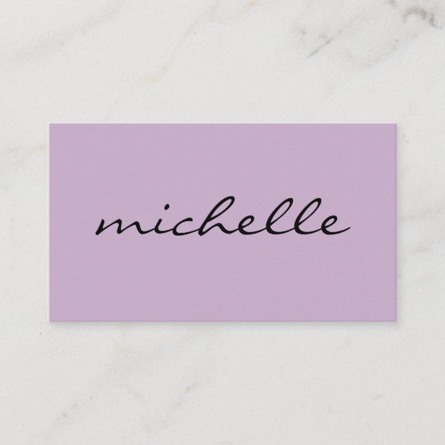 Minimalist Purple with Cursive Text Business Card (Front)