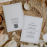Minimalist QR Code Back All In One Wedding Invitation<br><div class="desc">This minimalist QR code back all in one wedding invitation is perfect for a simple wedding. The modern romantic design features classic black and white typography paired with a rustic yet elegant calligraphy with vintage hand lettered style. Customizable in any colour. Keep the design simple and elegant, as is, or...</div>