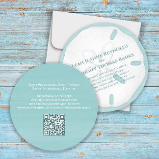 Minimalist QR Code Beach Tropical Sand Dollar Invitation