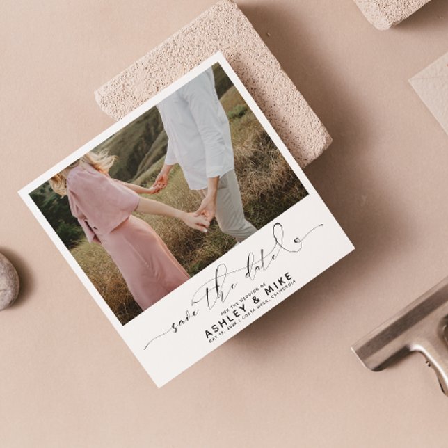 Minimalist QR Code Black and White Photo Wedding Save The Date (Save the Date Cards 💌📆)