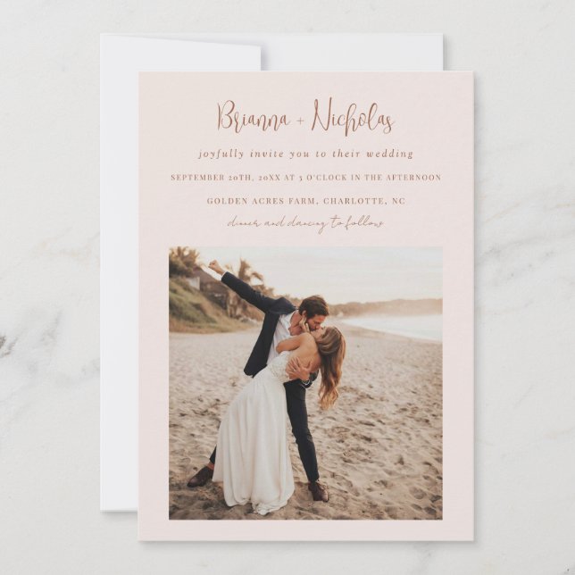 Minimalist QR Code Boho All in One Wedding Invitation (Front)