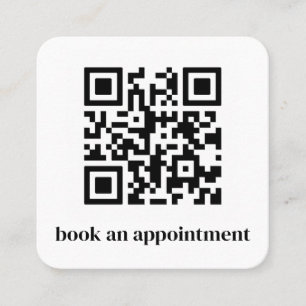 Minimalist QR Code Book Appointment Square Business Card