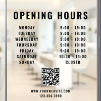 Minimalist QR Code Business Opening Hours Black