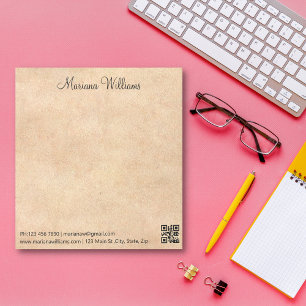 minimalist qr code  business trendy chic kraft notepad