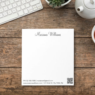 minimalist qr code  business trendy chic notepad