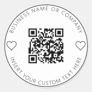 Minimalist QR Code Business White Simple Classic Round Sticker