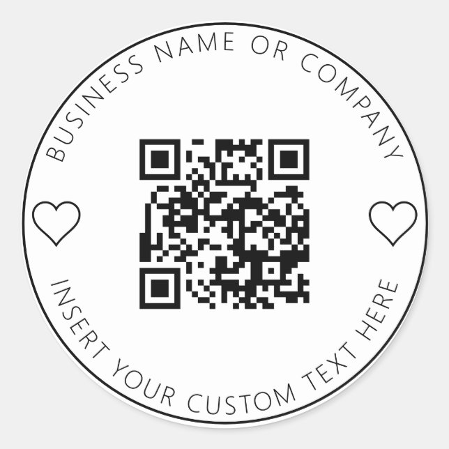 Minimalist QR Code Business White Simple Classic Round Sticker (Front)