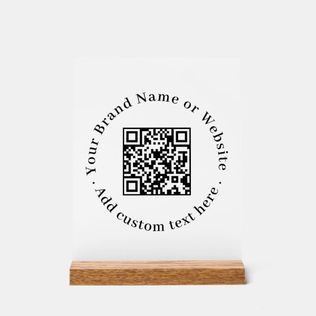 Minimalist QR Code | Clean Custom Promotional  Acrylic Sign (Front)