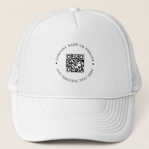 Minimalist QR Code Clean White Branding Style Trucker Hat