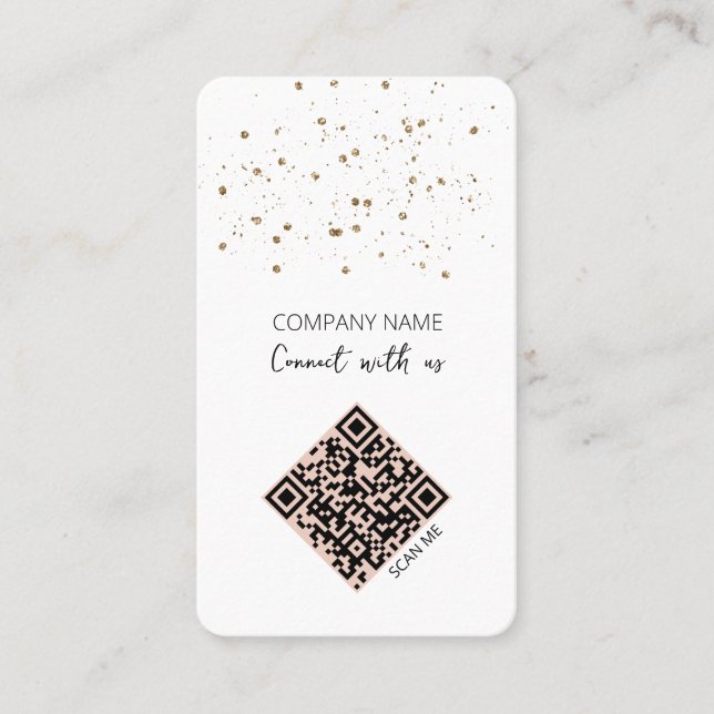 Minimalist QR Code Connect With Us Business Card (Front)