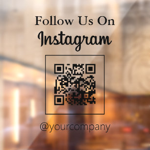 Minimalist QR Code Follow Us on Instagram Window Cling