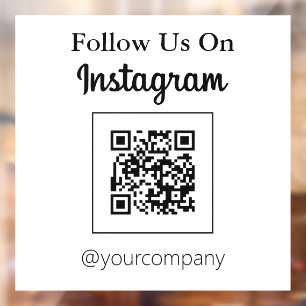 Minimalist QR Code Follow Us on Instagram Window Cling